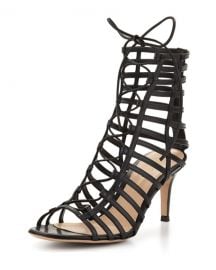 Gianvito Rossi Caged Leather Lace-Up Sandal  Black   Neiman Marcus at Neiman Marcus