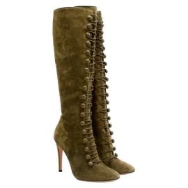 Gianvito Rossi Olive Green Suede Knee-High Boots 39 at 1stDibs olive green knee high boots olive green suede boots gianvito rossi portofino sandals at 1st Dibs