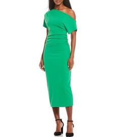 Gibson & Latimer One Shoulder Midi Knit Dress at Dillards