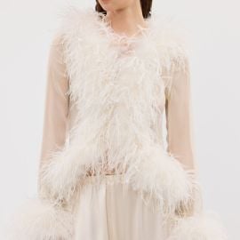 Gigi Sheer Feather Blouse - Ivory at Bubish