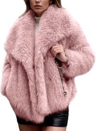 Gihuo Women's Faux Fur Jacket Winter Long Sleeve Fluffy Lapel Furry Shaggy Jacket Coat at Amazon