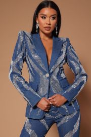 Gina Embellished Blazer - Denim Fashion Nova Luxe Fashion Nova at Fashion Nova