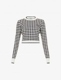 Gingham-Check Cropped Sweater by Miu Miu at Selfridges