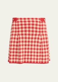 Gingham Pleated Mini Skirt at Bergdorf Goodman