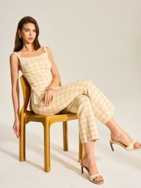 Gingham Print Pants Set at Commense