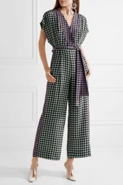 Gingham silk crepe de chine jumpsuit by Diane von Furstenberg at Net A Porter