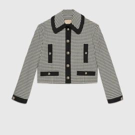 Gingham tailored jacket in black and ivory GUCCI US at Gucci