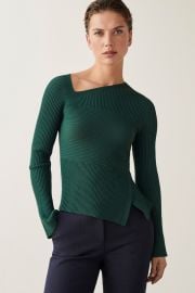 Ginova Top Dark Green Sculpt Knit - Welcome to the Fold LTD at The Fold London