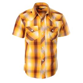 Gioberti Boys Western Plaid Pearl Snap on Buttons Short Sleeve Shirt at Walmart