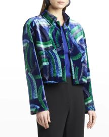 Giorgio Armani Abstract Print Velvet Crop Jacket at Neiman Marcus