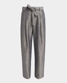 Giorgio Armani Animalier Silk Jacquard Straight Leg Paperbag Trousers at Neiman Marcus