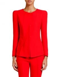 Giorgio Armani Crewneck Pleated Cady Jacket at Neiman Marcus