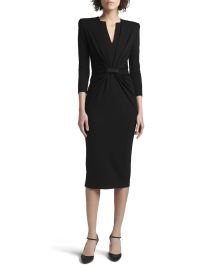 Giorgio Armani Draped Milano Stitch Midi Dress at Neiman Marcus