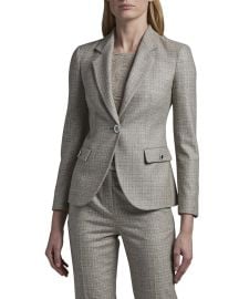 Giorgio Armani Tweed Mini Plaid One-Button Jacket at Neiman Marcus