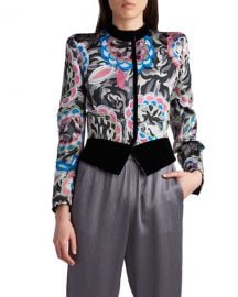 Giorgio Armani Velvet Contrast Camo  Floral Jacket at Neiman Marcus