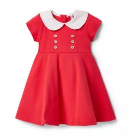 Girl Bright Red Collared Ponte Dress by Janie and Jack at Janie and Jack