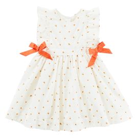 Girls Amy Dress - Ditsy Oranges Pink Chicken at Pink Chicken