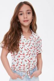 Girls Cherry Self-Tie Shirt  at Forever 21