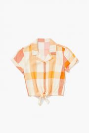 Girls Knotted Plaid Shirt at Forever 21