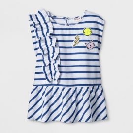 Girls Short Sleeve Side Ruffle Woven Top at Target