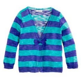 Girls rugby-stripe cardigan in blue at J. Crew