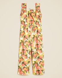 Girlsx27 Jumpsuit In Cotton Poplin Peach Print For Girls JCrew at J. Crew