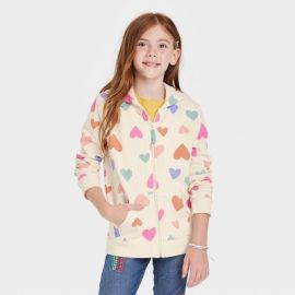 Girlsx27 Printed Zip-up Fleece Hoodie - Cat amp Jack Cream Xs Target at Target