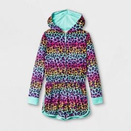 Girlsx27 Rainbow Leopard Print Pajama Romper - Cat amp Jack Pink  Target at Target