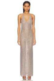 Giuseppe Di Morabito Sequin Halter Gown In Beige Crystal at Revolve