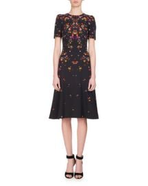 Givenchy Anna Pansy-Print Midi Dress  Multi at Neiman Marcus