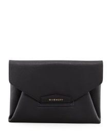 Givenchy Antigona Evening Envelope Medium Leather Clutch Black at Bergdorf Goodman