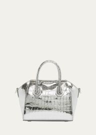 Givenchy Antigona Toy Top-Handle Bag in Metallic Croc-Embossed Leather - at Bergdorf Goodman