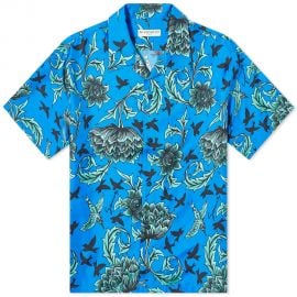 Givenchy Aqua Floral Print Hawaiian Silk Shirt Electric Blue at END.