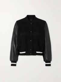 Givenchy Cropped leather and embroidered wool blend felt jacket at Net a Porter