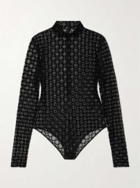 Givenchy Flocked Stretch mesh Bodysuit at Net a Porter