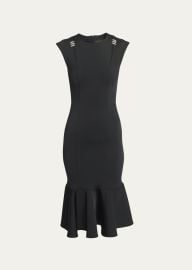 Givenchy Flounce Midi Dress with Embellished Shoulder Detail - at Bergdorf Goodman