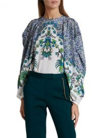 Givenchy Jacaranda Crepe Puff-Sleeve Blouse at Neiman Marcus