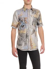 Givenchy Men  x27 s Silk Graphic Print Shirt at Neiman Marcus