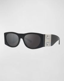 Givenchy Mens Maxi 4g Logo Oval Sunglasses at Neiman Marcus