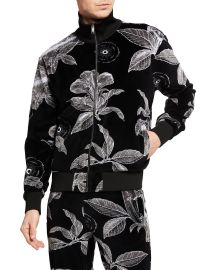 Givenchy Menx27s Floral Schematics Velvet Track Jacket at Neiman Marcus