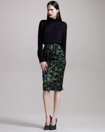 Givenchy Pansy-Print Pencil Skirt at Neiman Marcus