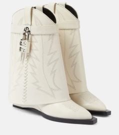 Givenchy Shark Lock Cowboy Leather Ankle Boots at Mytheresa