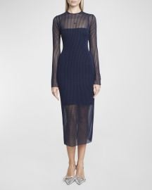 Givenchy Tulle Sheer Midi Dress with Polka-Dot Detail at Neiman Marcus