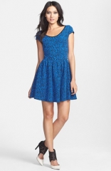 Glamorous Cap Sleeve Jacquard Skater Dress at Nordstrom