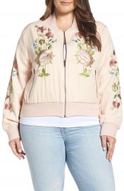 Glamorous Floral Embroidered Bomber Jacket  Plus Size at Nordstrom