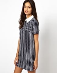 Glamorous Short Sleeve Shift Dress with Contrast Collar at Asos