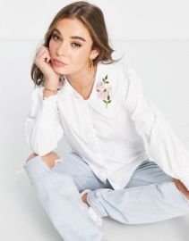 Glamorous vintage style blouse with embroidered collar at ASOS