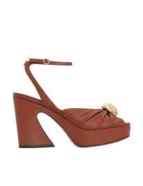 Gleam 120 Leather Platform Sandals In Brown at Zimmermann