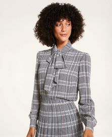 Glen Plaid Crepe Blouse at Brooks Brothers