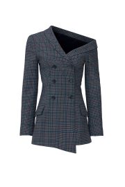 Glen Plaid One Shoulder Jacket by Jonathan Simkhai at Rent The Runway